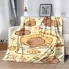 Cartoon Soft Capybara pattern printed Flannel Throw blanket, suitable for sofas, beds,offices, travel, Picnic,warm plush blanket