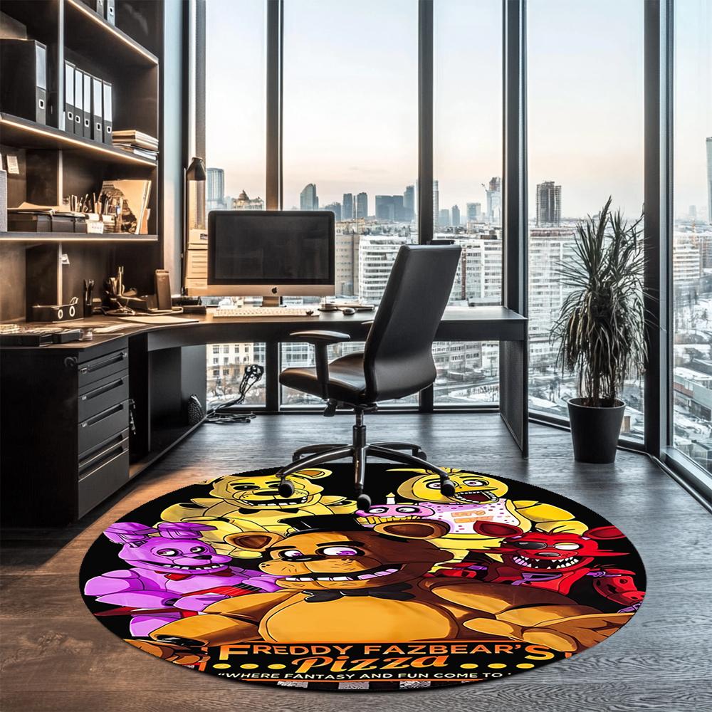 Five Nights at Freddy's Bedruckter Runder Teppich Teppichboden Stuhlteppich Bereichsteppich Eingang Fußmatten, für Bürostuhl Wohnzimmer Schlafzimmer Küchenraum.