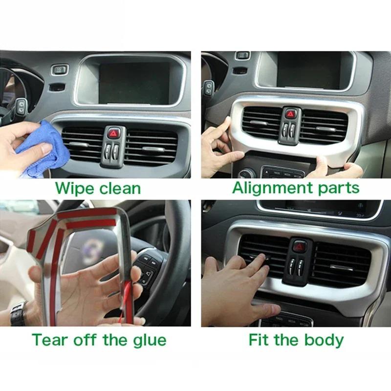 For Volvo V40 Interior Console Air Conditioning Vent Decorative Cover Trim Stainless Steel Car Styling
