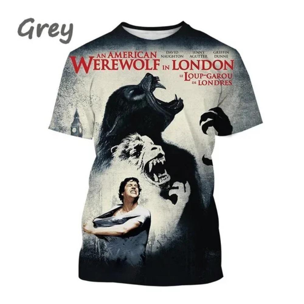 Y2K Top American Werewolf 3D Gedrucktes T-Shirt Lustige Freizeit Herrenbekleidung Mode Herren- und Damen Rundhals Kurzarm T-Shirts