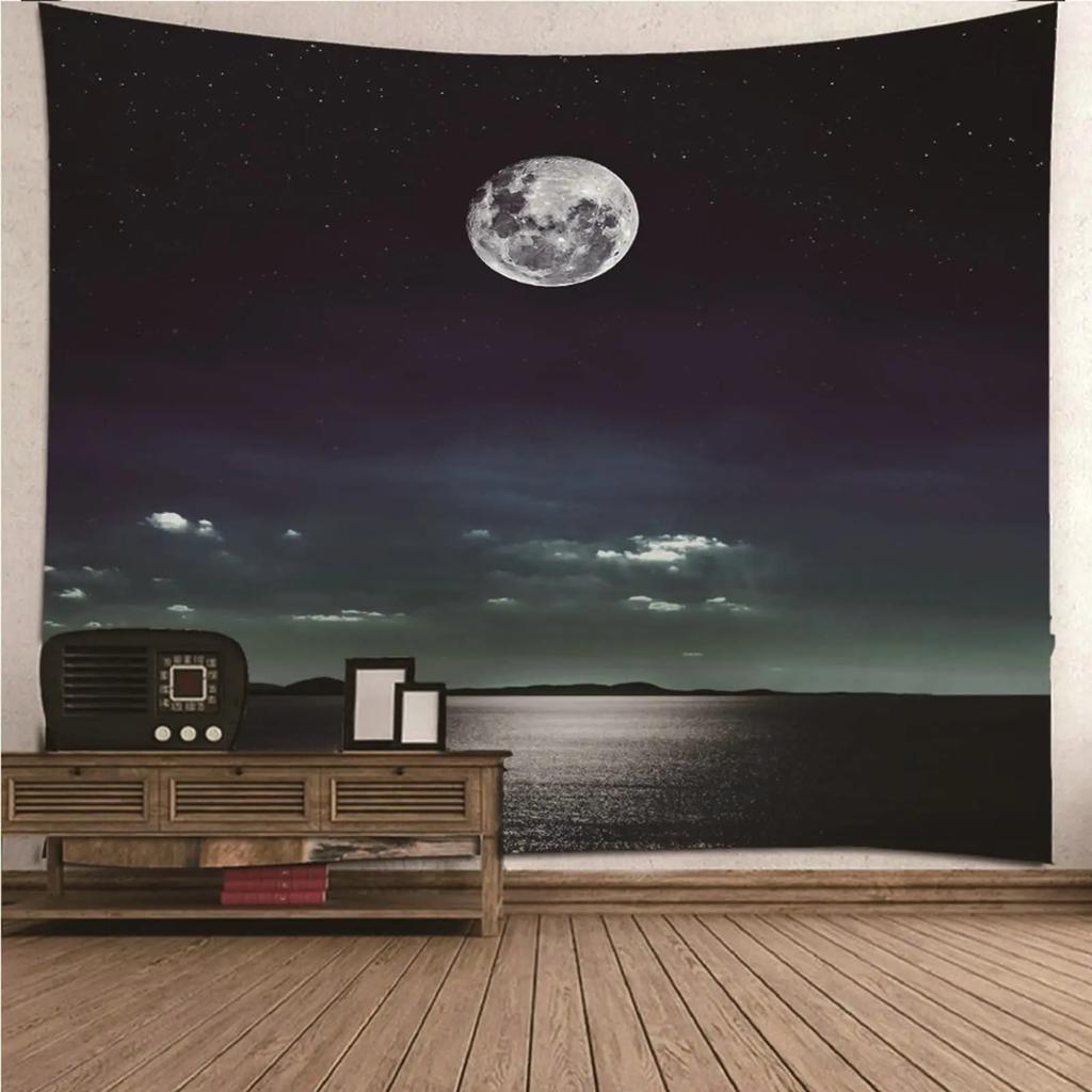 Full Moon Tapestry Galaxy Tree Starry Sky Mystic Psychedelic Art Tapestry bedrooms macrame wall hanging room decor aesthetic