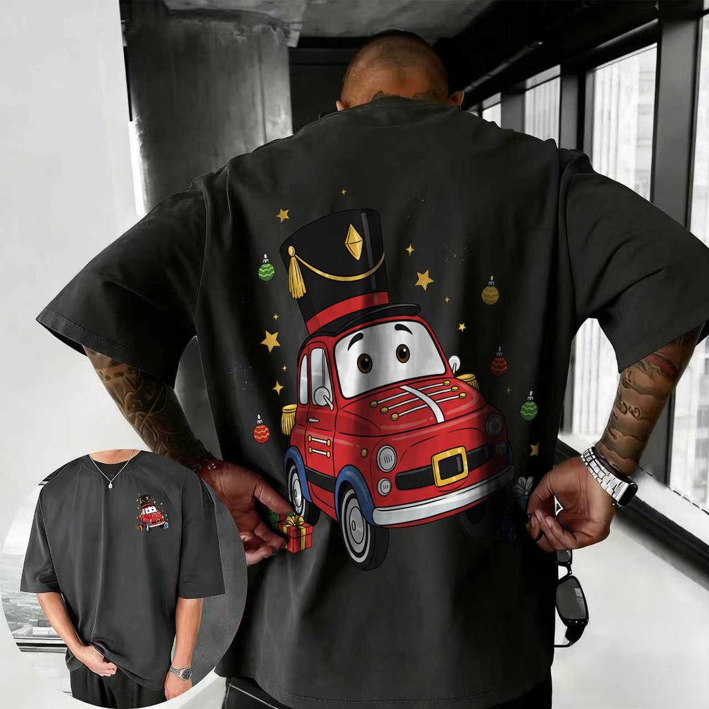 202526 Summer Disney Cars Lightning McQueen Cartoon Pattern 100 Cotton Printed Tshirt Comfortable Breathable Mens Clothing