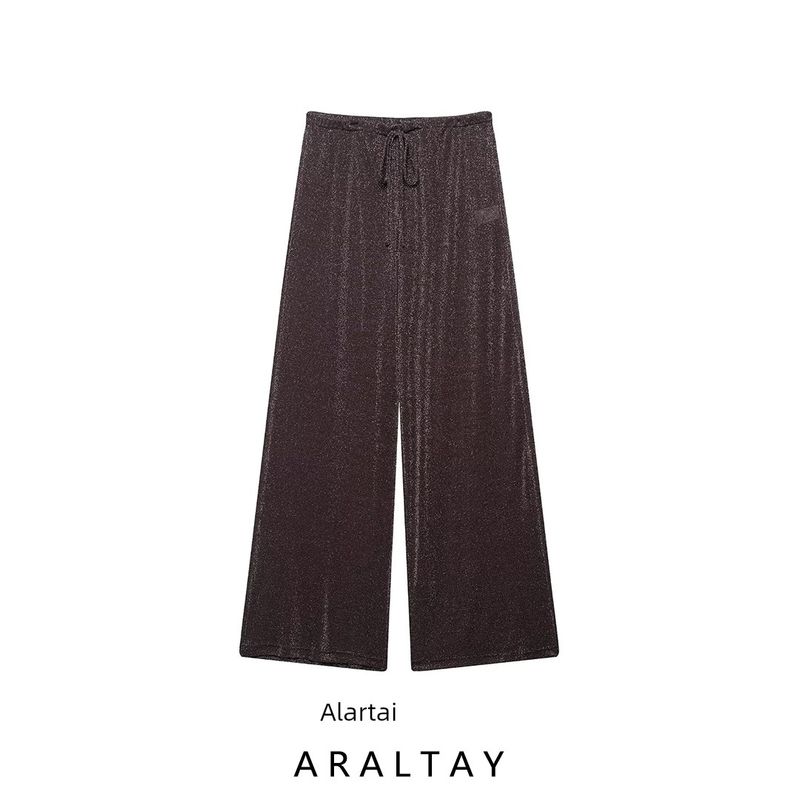 Araltay New Arrival Fashion Style Women's Clothing Fashion All-Match Casual Minimalist Metal Color Line Loose Pants 2180505