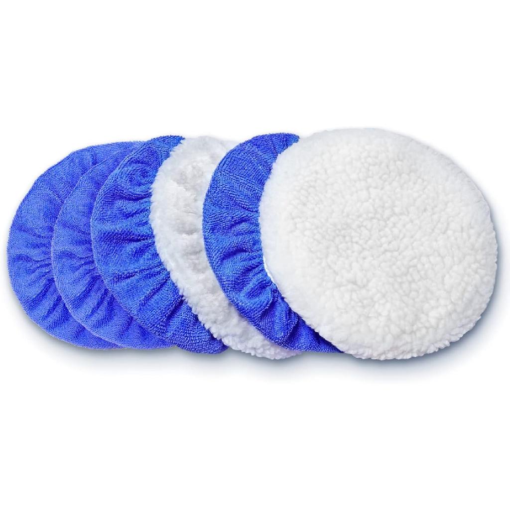 5 to 6 Inch Car Polisher Pad Bonnet, 15Pcs Car Polishing Bonnet Buffing Pads, 10*Microfiber+5*Woollen