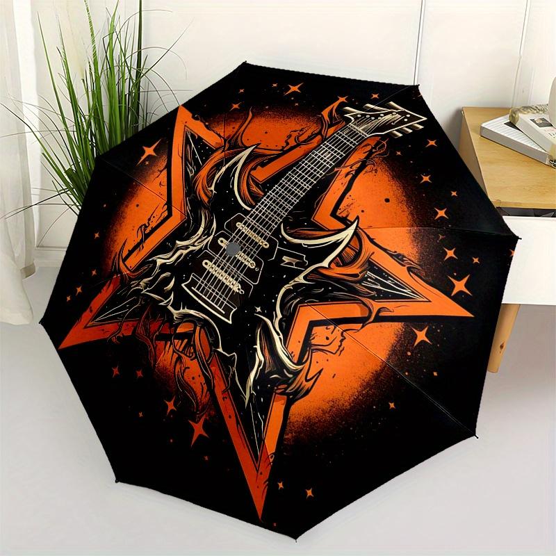 Electric Guitar Starburst Design DecalUmbrella, Portable 3-Fold Umbrella for Men & Women,Christmas Gift ES147