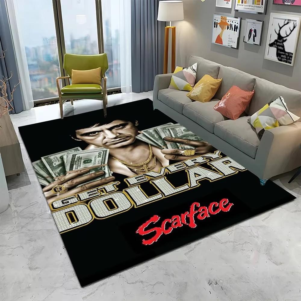 Tappeto Scarface 3D Classico Film Tony Tappeto per Casa Soggiorno Camera da Letto Divano Zerbino Decorazioni, Tappeto Area Giochi Bambini Tappetino Antiscivolo