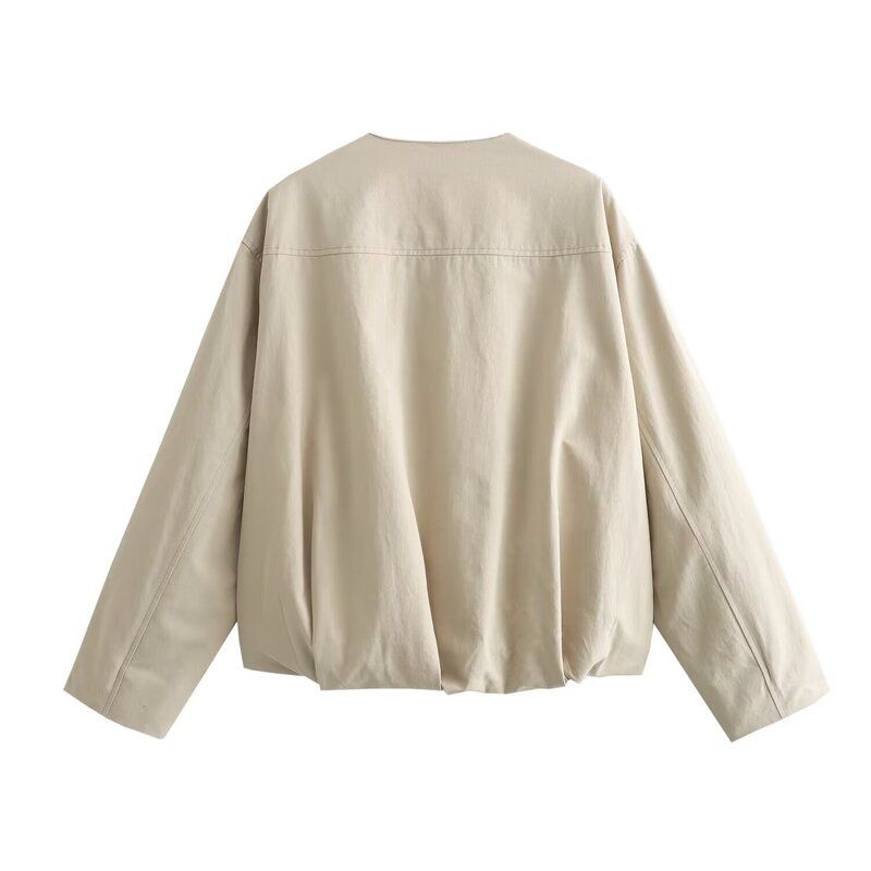 Fashion Style 2024 Spring Female Casual Style Short Pilot Round Neck Jacket Trench Coat Outwear 06740821721