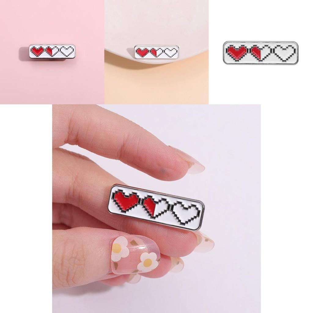 Distinctive Red Heart Pixel Dot Brooch Chic Minimalist Accessory For Men Women And
