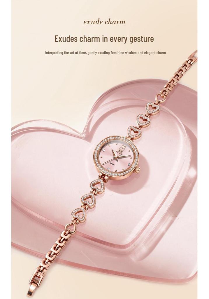 Oulishi Quartz Women's Heart Bracelet Fashion Waterproof Watch