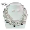 Statement Faux Pearl Choker 1 Set Chunky Jewelry, Beaded And Large Necklace Earrings, Metallic for Women Dinner Parties Wedding Elegant Jewelry