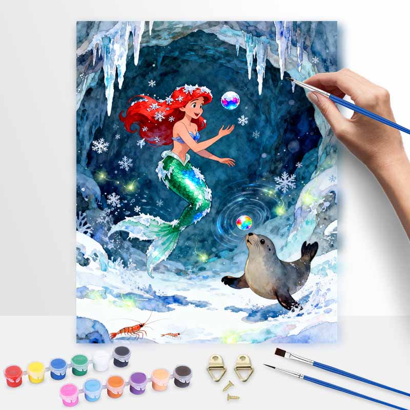 Disney digital oil painting diy oil painting mermaid hand painting living room bedroom decoration painting 20x30cm