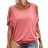 Fashion Off Shoulder Women T-shirt Loose Bat Short Sleeved Casual Top Casual Solid Color Shirts Ladies Lace-up Sweet Basic Tees O Neck Clothing