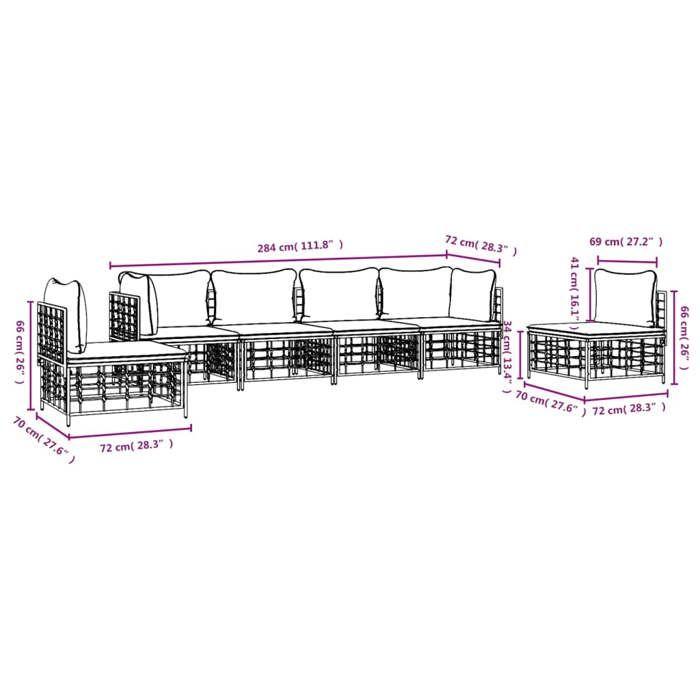 VidaXL Salon de Jardin avec Coussins 6 pcs, Canapés avec Dossier, Ensemble de Meubles Patio Terrasse Extérieur, Anthracite 3186721