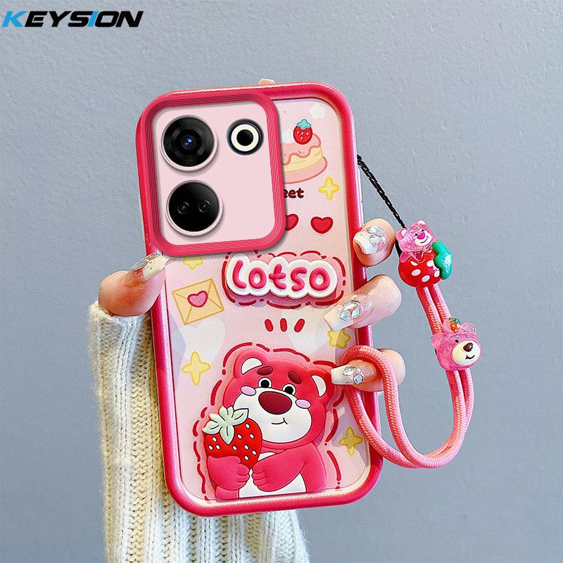 

Противоударный чехол KEYSION для TECNO Camon 20 Pro 4G со шнурком, силиконовый чехол для телефона с милой 3D-мультяшной куклой для TECNO Camon 20 for Camon 20 4G