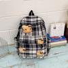 Schultasche Japanischer Stil Herbst und Winter Retro Karomuster Schultasche weiblich, Koreanische Version High-School-Schüler Mittelstufen-Schüler Rucksack