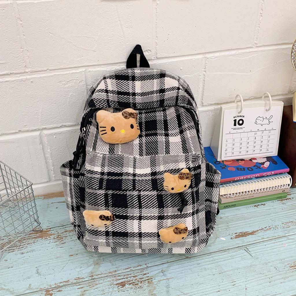 Schultasche Japanischer Stil Herbst und Winter Retro Karomuster Schultasche weiblich, Koreanische Version High-School-Schüler Mittelstufen-Schüler Rucksack