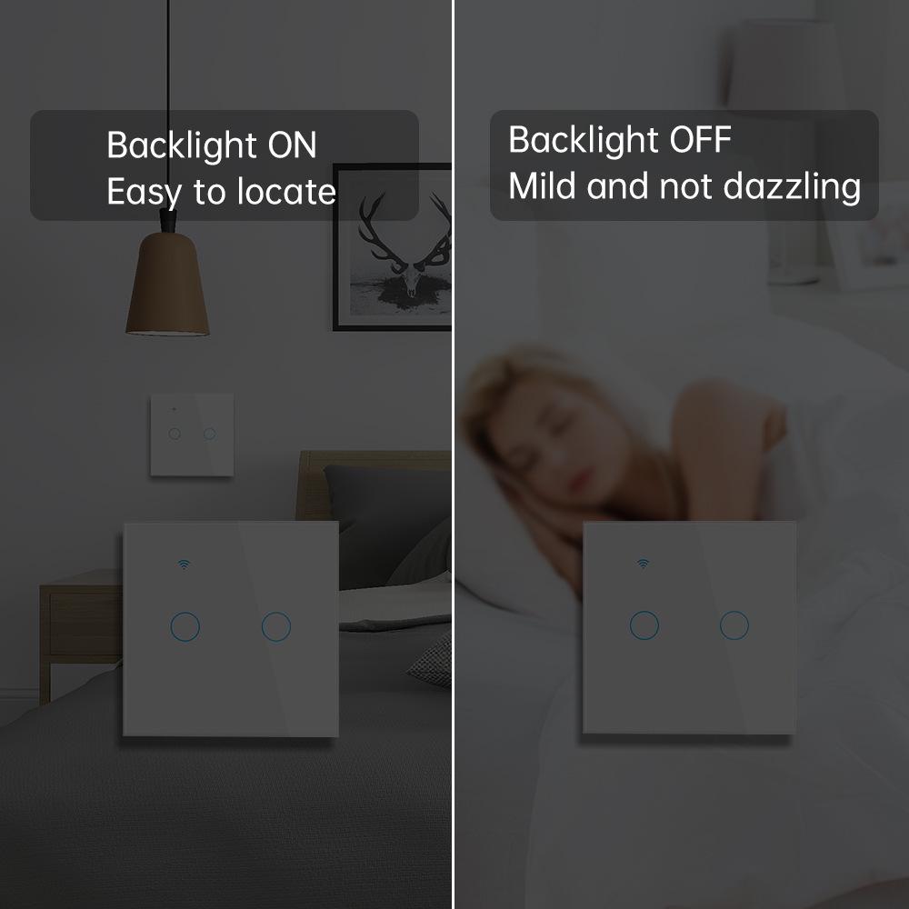 Smart WiFi Double Control Graffiti Switch, EU/UK 86 Type, Neutral Wire, Three-Way, with APP Timer & Voice Control.
