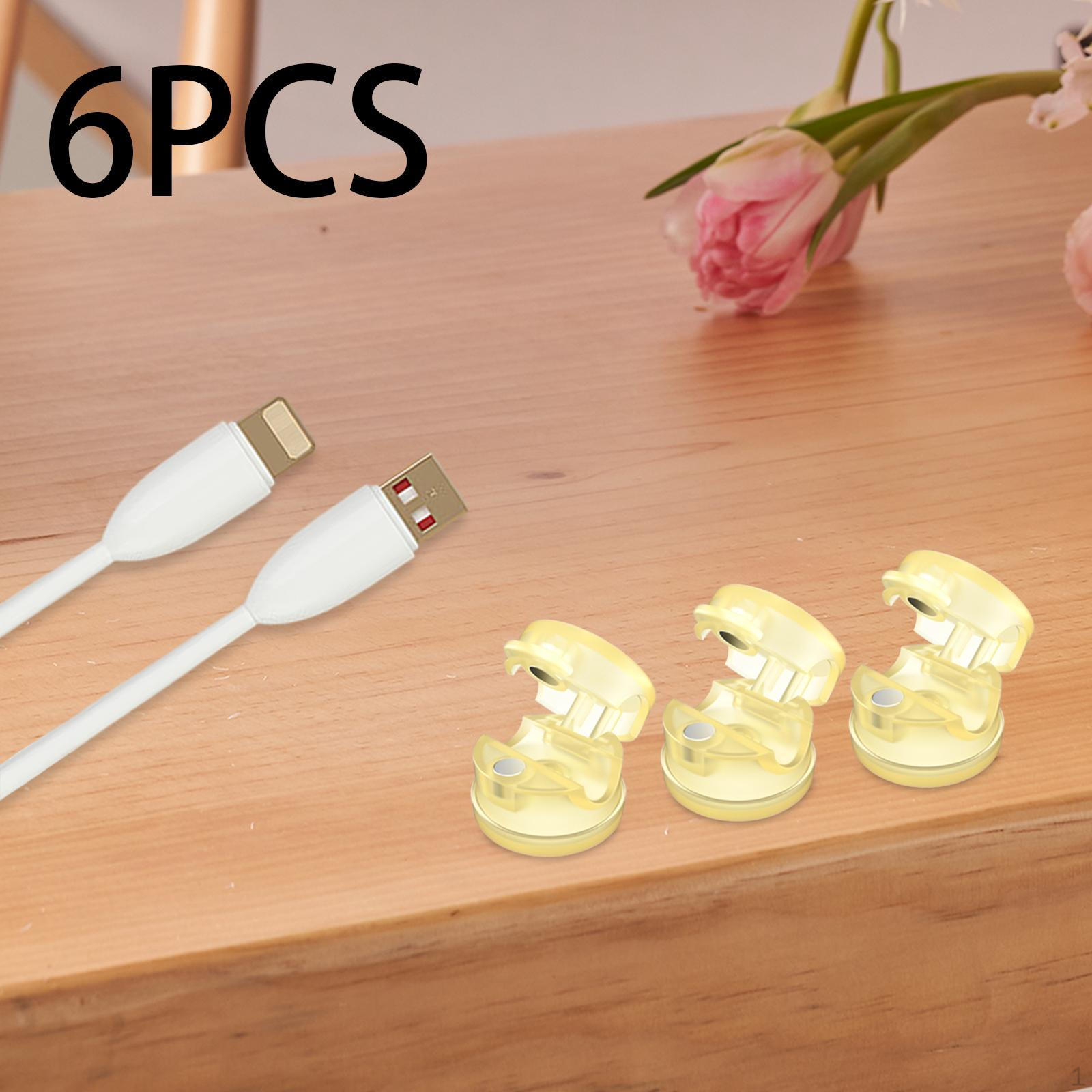 

6 шт. зажимов для кабеля держатель шнура настольный держатель для провода вращающийся на 360° органайзер для жёлтый