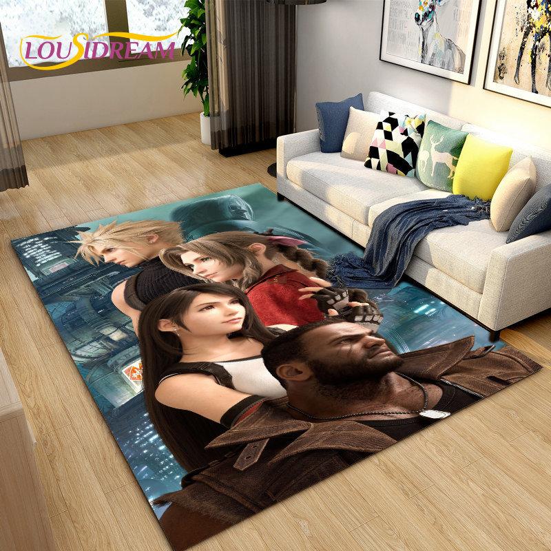 Final Fantasy 3D Printed Game Gamer Area Rug,Carpet Rug for Living Room Bedroom Sofa Doormat Decoration, Kids Non-slip Floor Mat