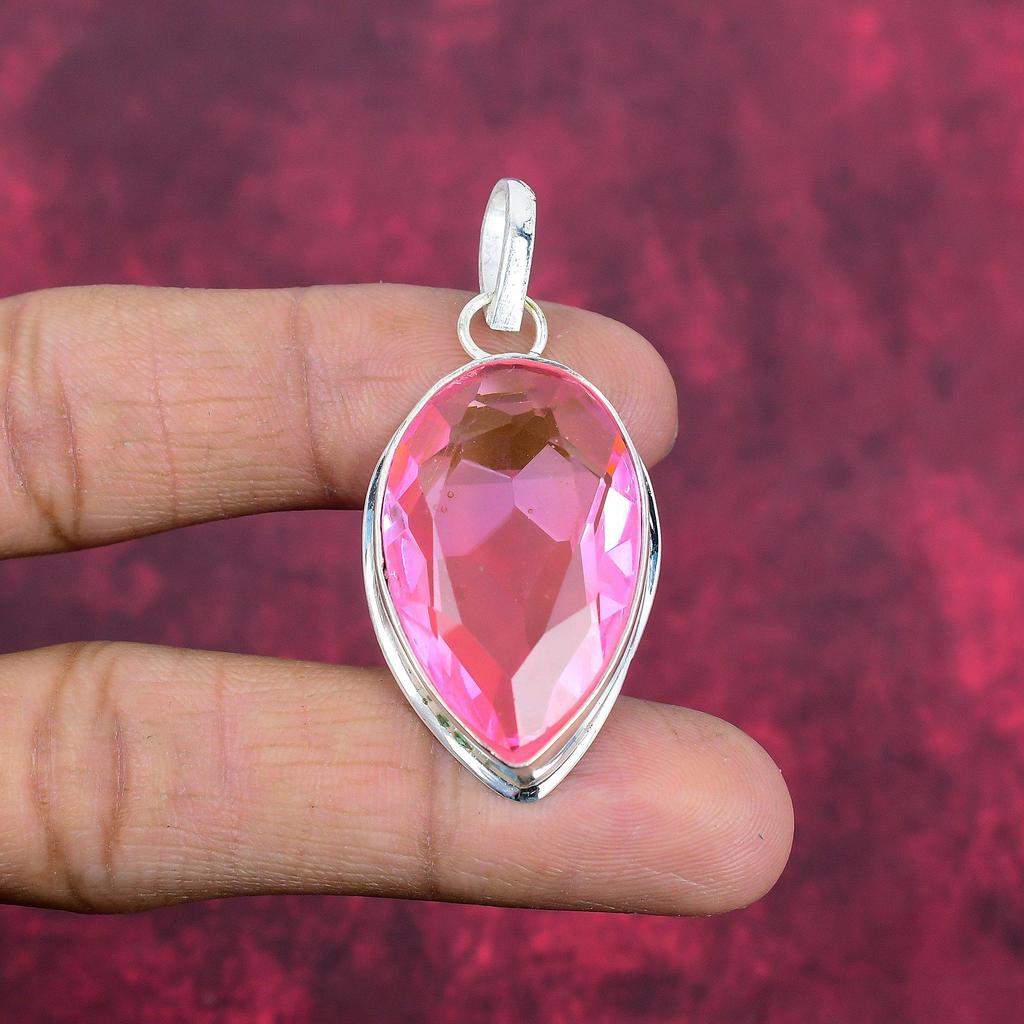 Pink Kunzite Pendant Gemstone Jewelry, 925 Solid Sterling Silver Pendant, Handmade Jewelry Birthstone Pendant, Gift For Him