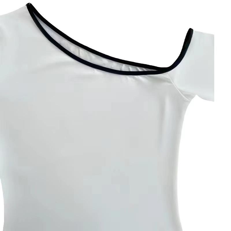 European & American Style Women's One-Shoulder Long-Sleeve Top