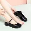 Summer New Shallow Low-heeled, Child Comfortable Women's Single Shoes Soft-soled Flat-soled One-word Buckle Leather Shoes