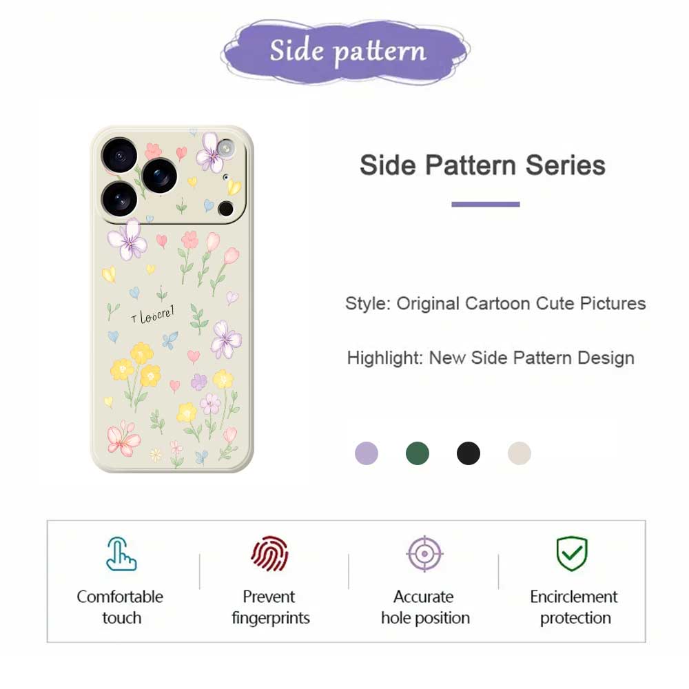 For iPhone 17 Pro Max Case Small Flowers Pattern Printing Straight Edge TPU Phone Back Cover