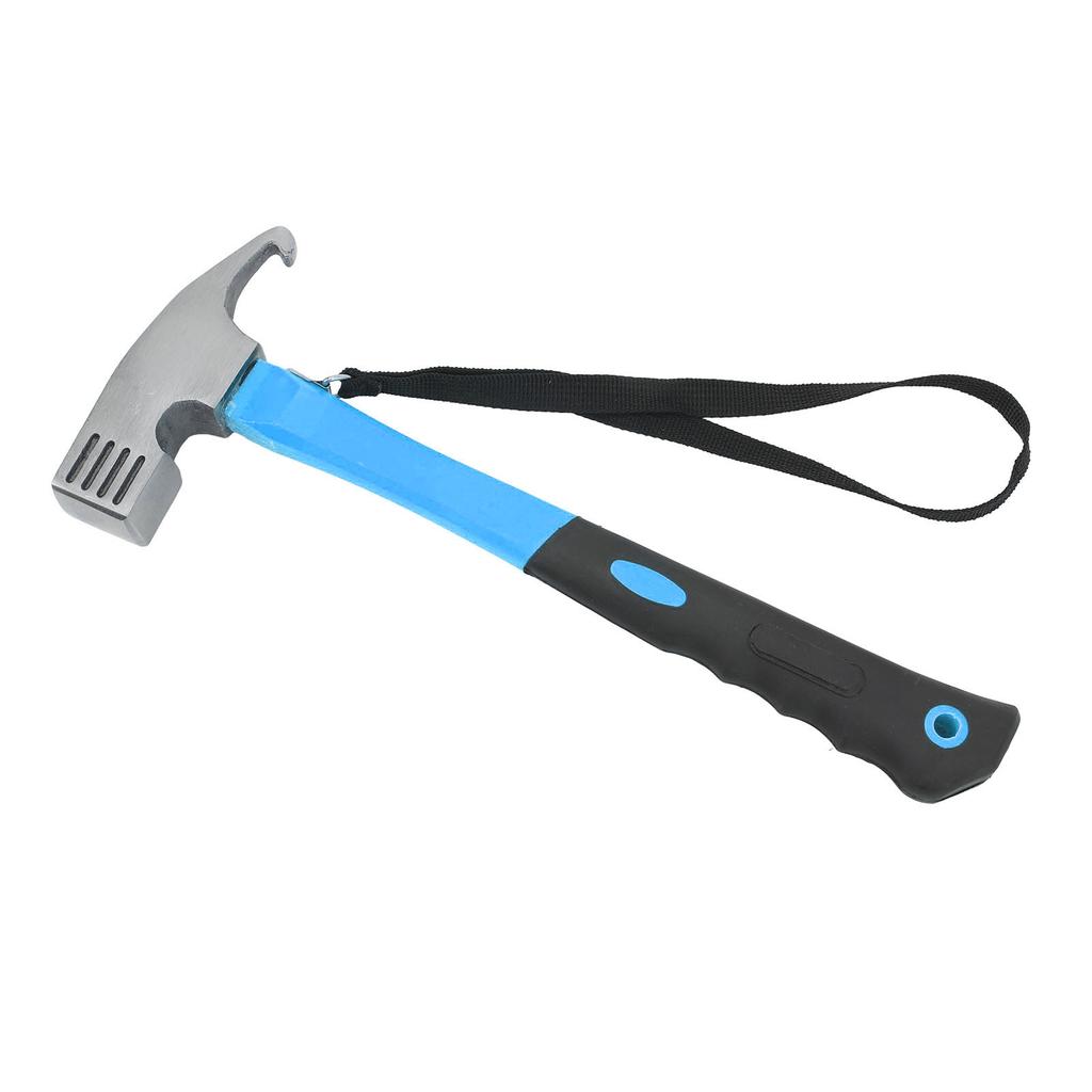 Claw Hammer ABS Rubber Iron Multifunctional Nailing Hammer with Hawkbill Curved Hook for Outdoor Camping Hiking Blue