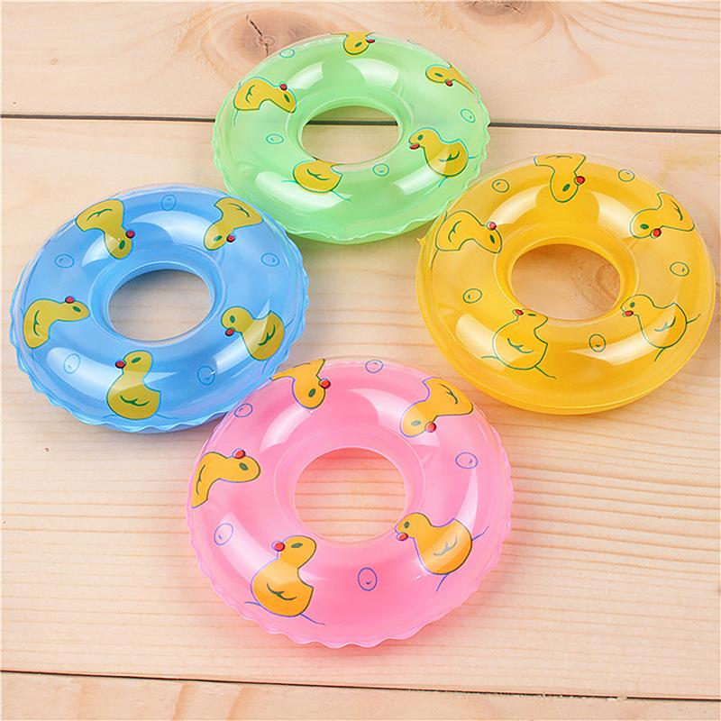 2Pcs Kids Mini Swim Ring Bath Toy Summer Fun Swimming Pool Accessory Float Ring Toys For Rubber Ducks Doll Inflatable Bath Toy
