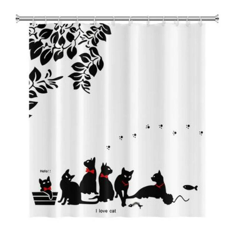 Funny Animal Shower Curtains Bath Courtain Decor Cute Cartoon Cat Dog Sea Turtle Fish 3d Kid Creative Bathroom Accessories Set