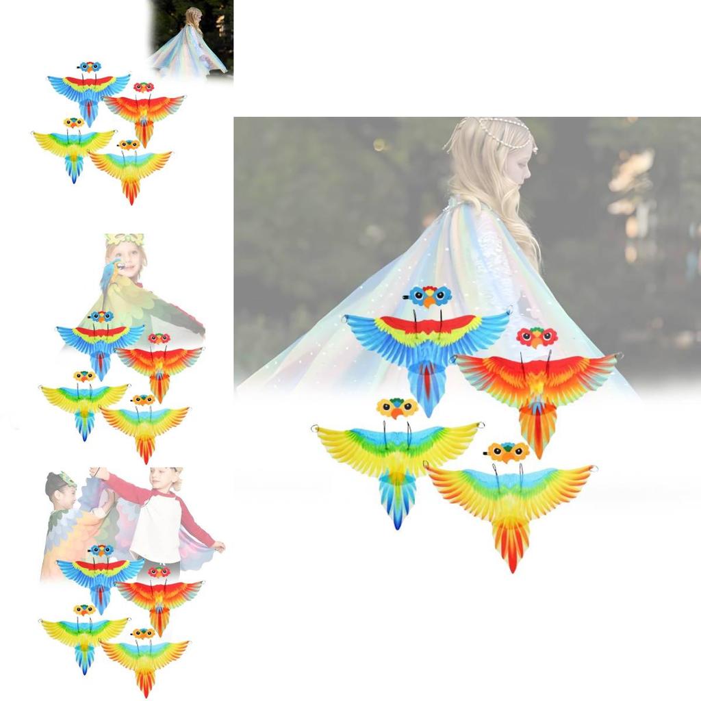 Colorful Kids Parrot Wings Cape And Bird Headpiece Ideal For Halloween And Christmas Celebrations
