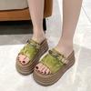 Fashion Luxury Chunky Platform Sandals Women Summer 8CM Wedge High Heels Sandals Woman Thick Bottom Slides Beach Slippers