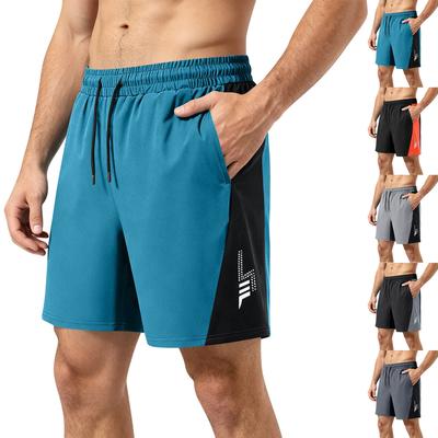 Męskie Szybkoschnące Oddychające Szorty Lekkie Codzienne Sportowe Do Biegania Plażowe Lodowy Jedwab Długość Pięciu Cali z Elastycznym Pasem i Sznurkiem