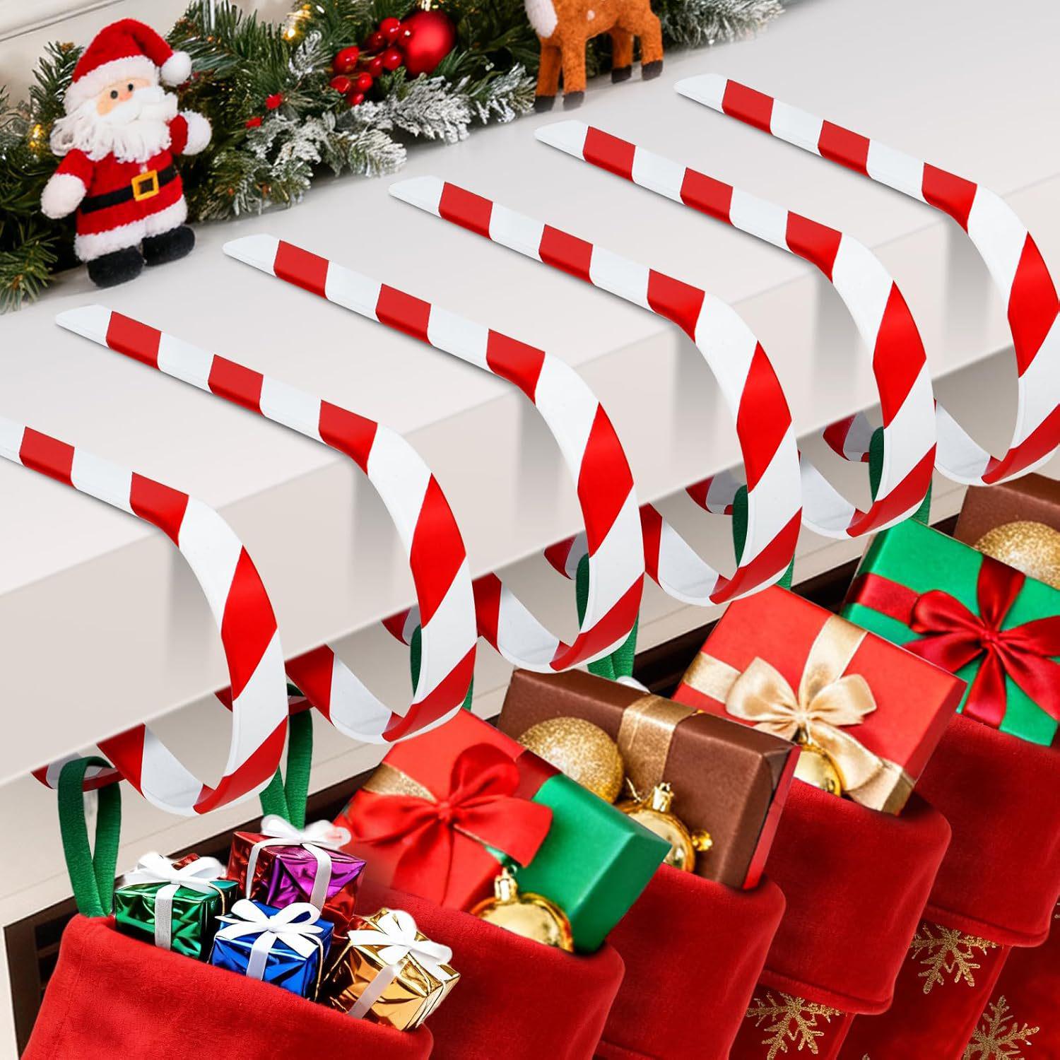 Festive Red & White Striped Fireplace S-Hook