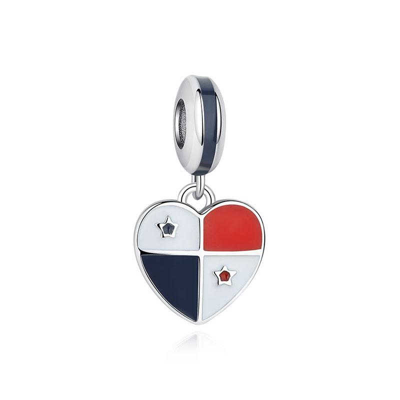 

925 Silver Charms Flag Of Venezuela Heart Pendant Beads Fit Original Bracelets Necklaces Jewelry For Women