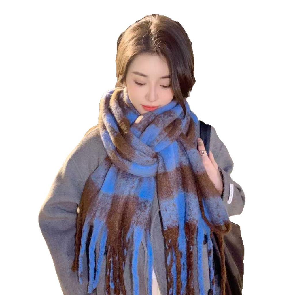 Shuxin Scarf Women's Winter Korean Version Versatile Imitation Cashmere Shawl Thickened Scarf Plaid Atmosphere