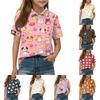 Kids Casual Short Sleeve Polo Shirt Animal Print Lightweight Soft Fabric Comfortable Fit Durable Stitching Breathable Material