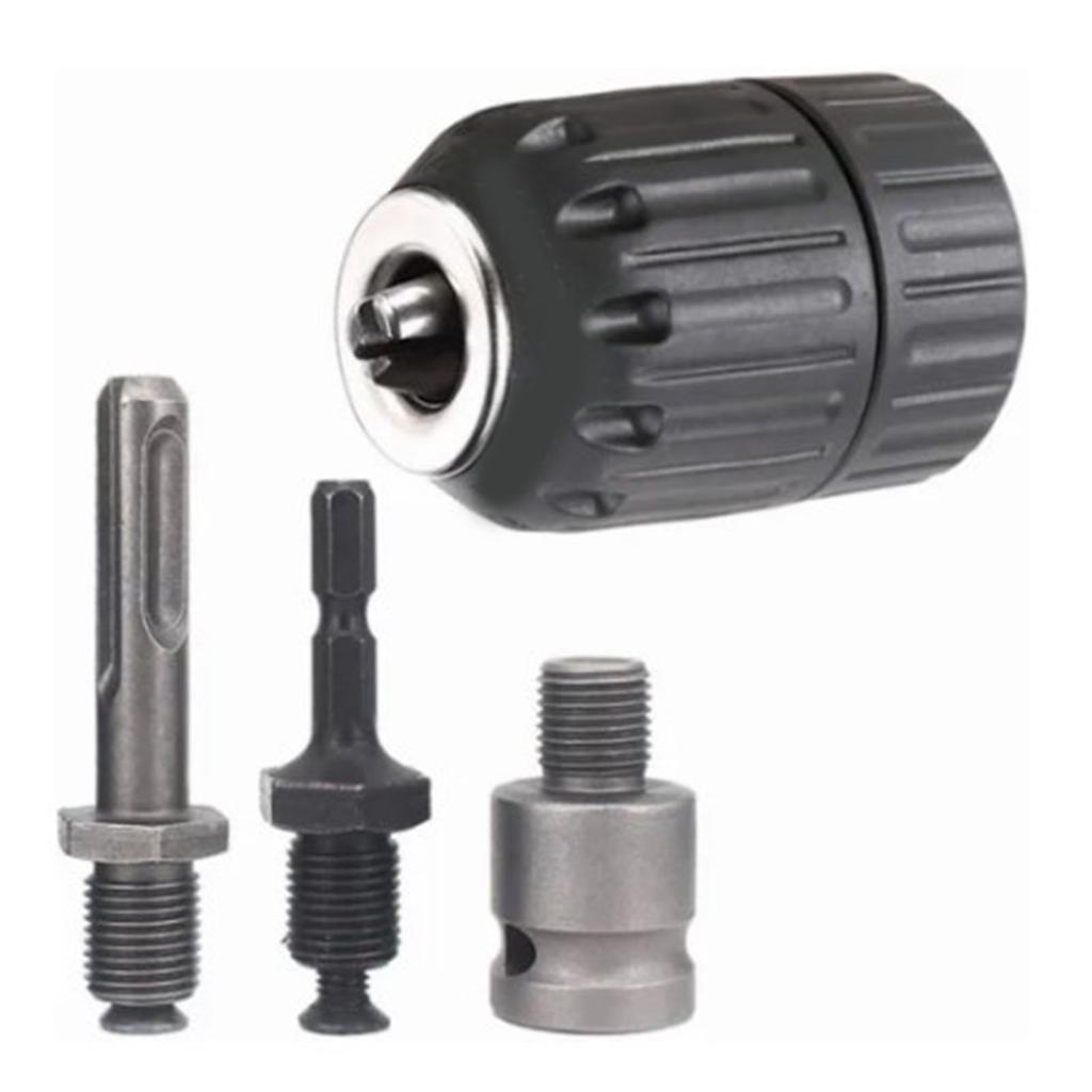 4 Pcs Drill Chuck Adapter Set 10mm Impact Drill Chuck with Round Hex Shank Connection Rod Electric