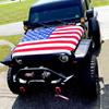 Amerikanische Flagge Auto-Motorhaubenabdeckung 63 x 47 Zoll Dehnbares Polyester-Spandex-Gewebe Passt für die meisten Autos, Lastwagen, SUVs mit kleinen dekorativen Flaggen Sichere Clips