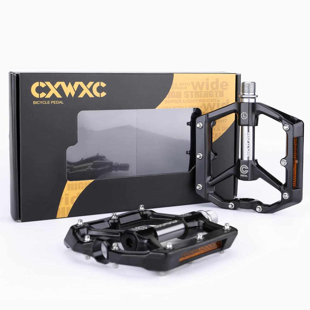 CXWXC Bicycle Pedals Flat Pedals for Road Aluminum with Reflector Bikes/Cross Bikes/MTBs Etc. (CX-930_GR)