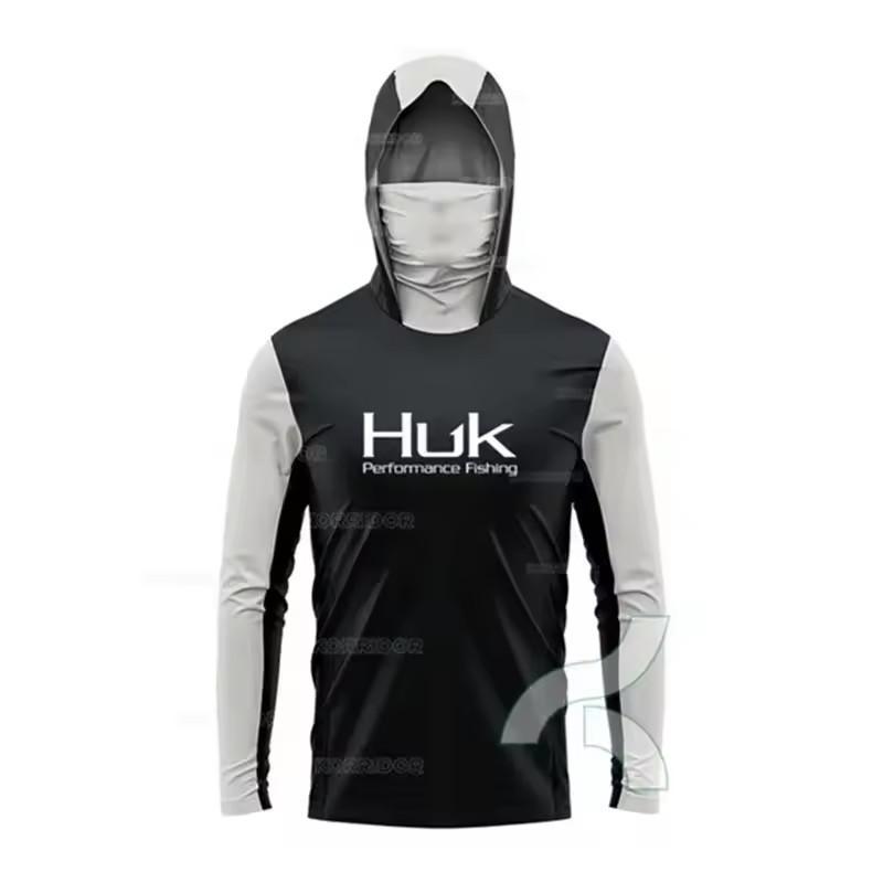HUK Anglerhemden Langarm Mit Kapuze Gesichtsbedeckung Trikot Leichter Sonnenschutz Angler
