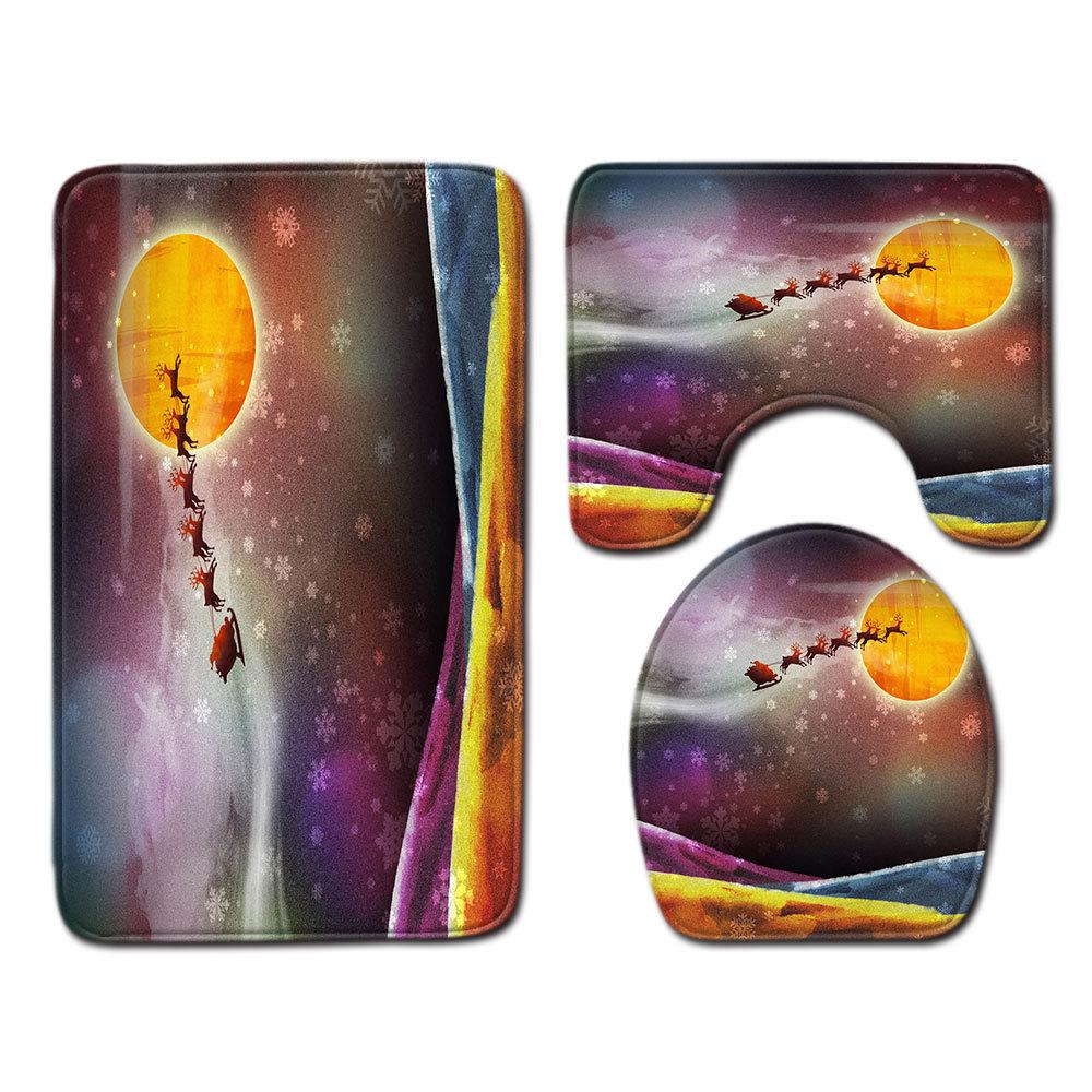 Christmas Bathroom Floor Mat Toilet Three-Piece Set