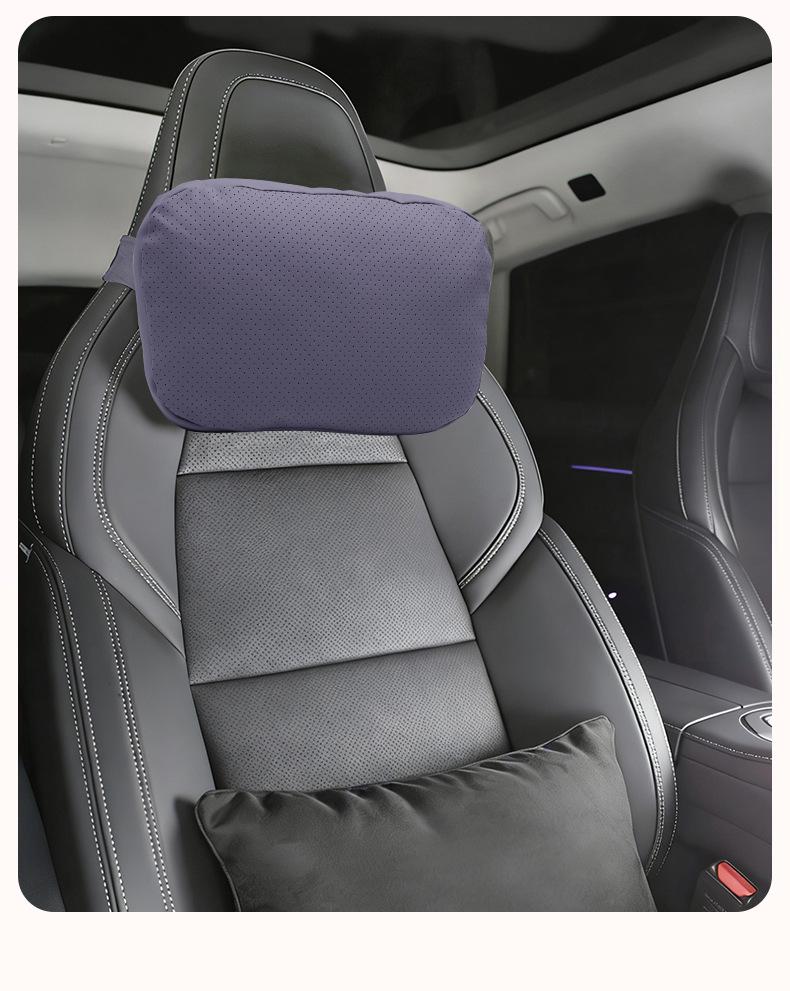 Car Headrest Neck Support Pillow, Artificial Leather Backrest Cushion, Car Accessory