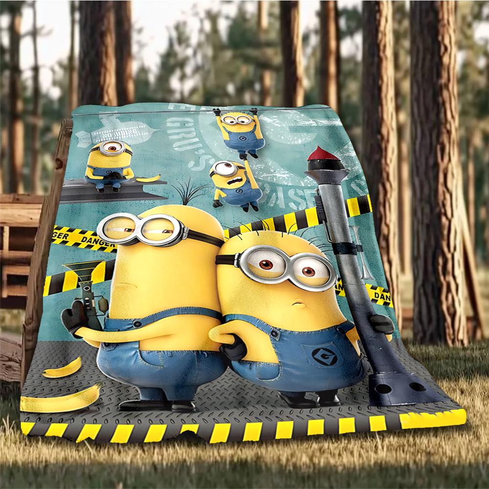 1pc Minions Outdoor Flannel Blanket for Girls Soft, Lightweight Throw Perfect for Camping, and Gifting, Digital