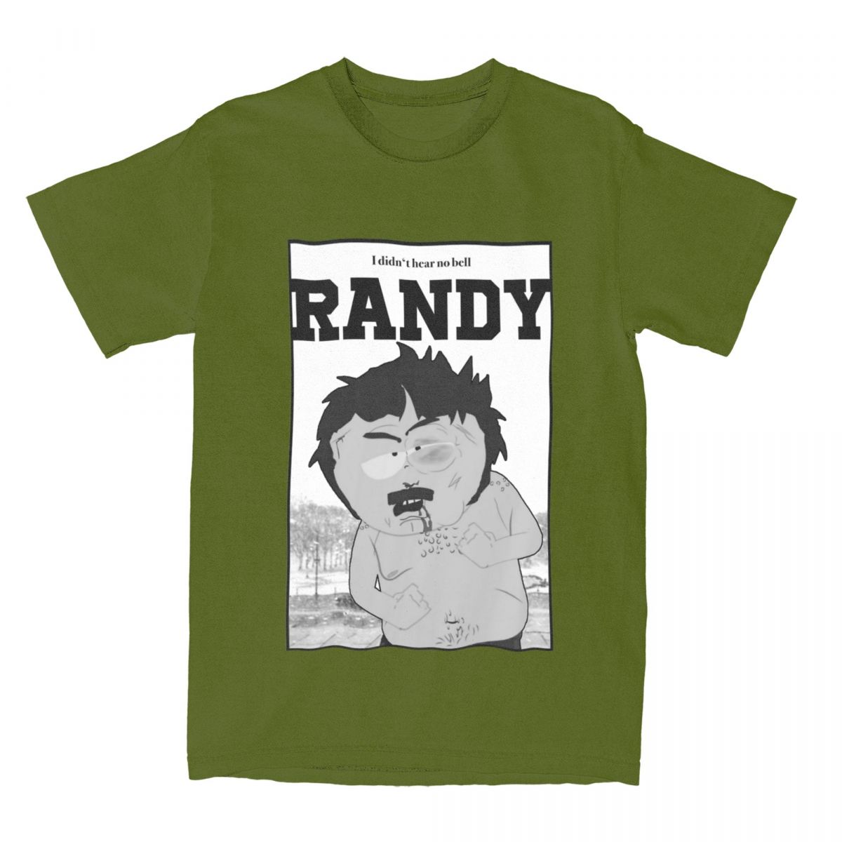 

Футболка Southpark Randy I Didn t Hear No Bell для чоловіків Мультяшна Крута Футболка з Чистої Бавовни з Круглим Вирізом та Коротким Рукавом Одяг XXXXL армія зелений колір