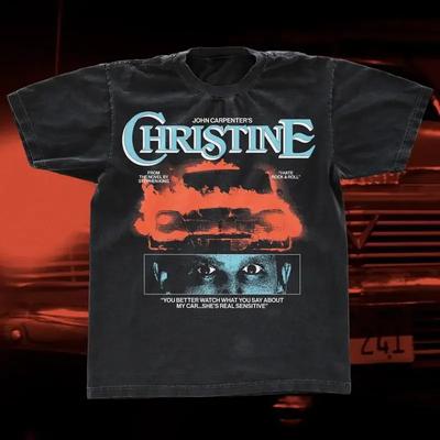 Christine T Shirt John Carpenter Screen Print Style Tee Black Garment Dyed Heavyweight Comfort Colors Horror Movie