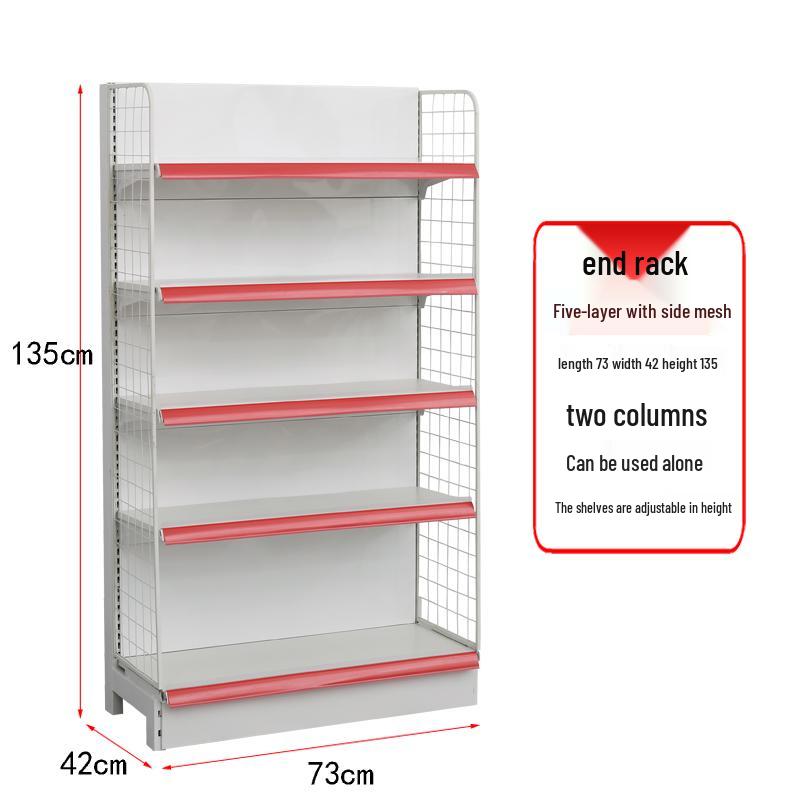 Adjustable Supermarket Display Rack for Snacks and Food, Single/Double-Sided, Ideal for Convenience Stores and Mother & Baby Products.