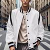 Baseball Uniform Sweatshirt Autumn and Winter Plus Velvet Spliced Single Row Four-button Flight Jacket