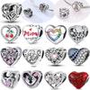 Originalcopper Red Zircon Heart Love Rose Flower Bead Fit Bracelet Women Jewelry Accessory Valentine'S Day Exquisite Gift