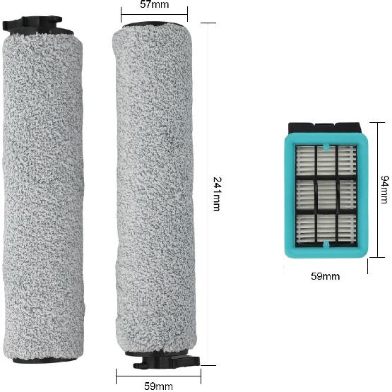 For Bissell For Crosswave Brush Rolls and Filters, Replacement Parts for CrossWave HF2/3845N/3831 Series Vacuum Cleaner, 2 Pack Brush Rollers &